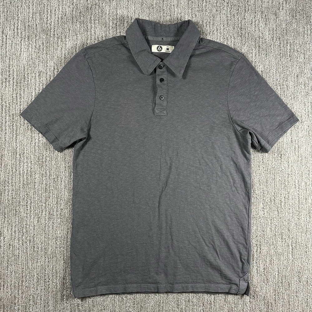 American Giant Polo Shirt Men's Size M Grey Made In USA Heavyweight Cotton